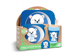 Набор бамбуковой посуды "Мишки" 