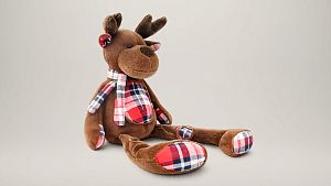 Игрушка мягкая "Олень в шарфе в клетку коричневый"