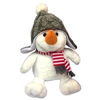 Игрушка мягкая "Снеговик в серой вязаной шапке"