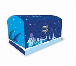 Сундук бумажный (Синий цвет) (19,5*14*12,5) см