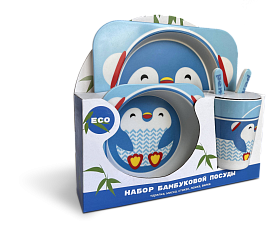 Набор бамбуковой посуды "Пингвин" 